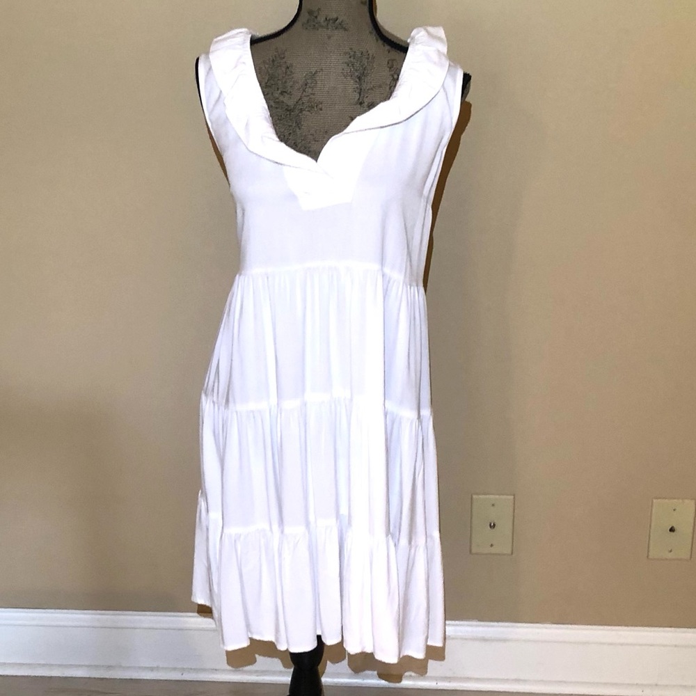 NWT Crown & Ivy White Ruffle Detail Dressy Summer Sundress. Size XL